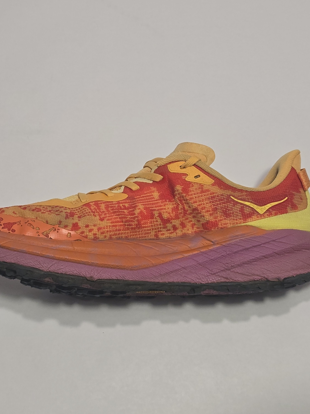 HOKA Speedgoat 6 Women's Size 11 B Orange Red Trail Running Shoes Vibram - Picture 3 of 11